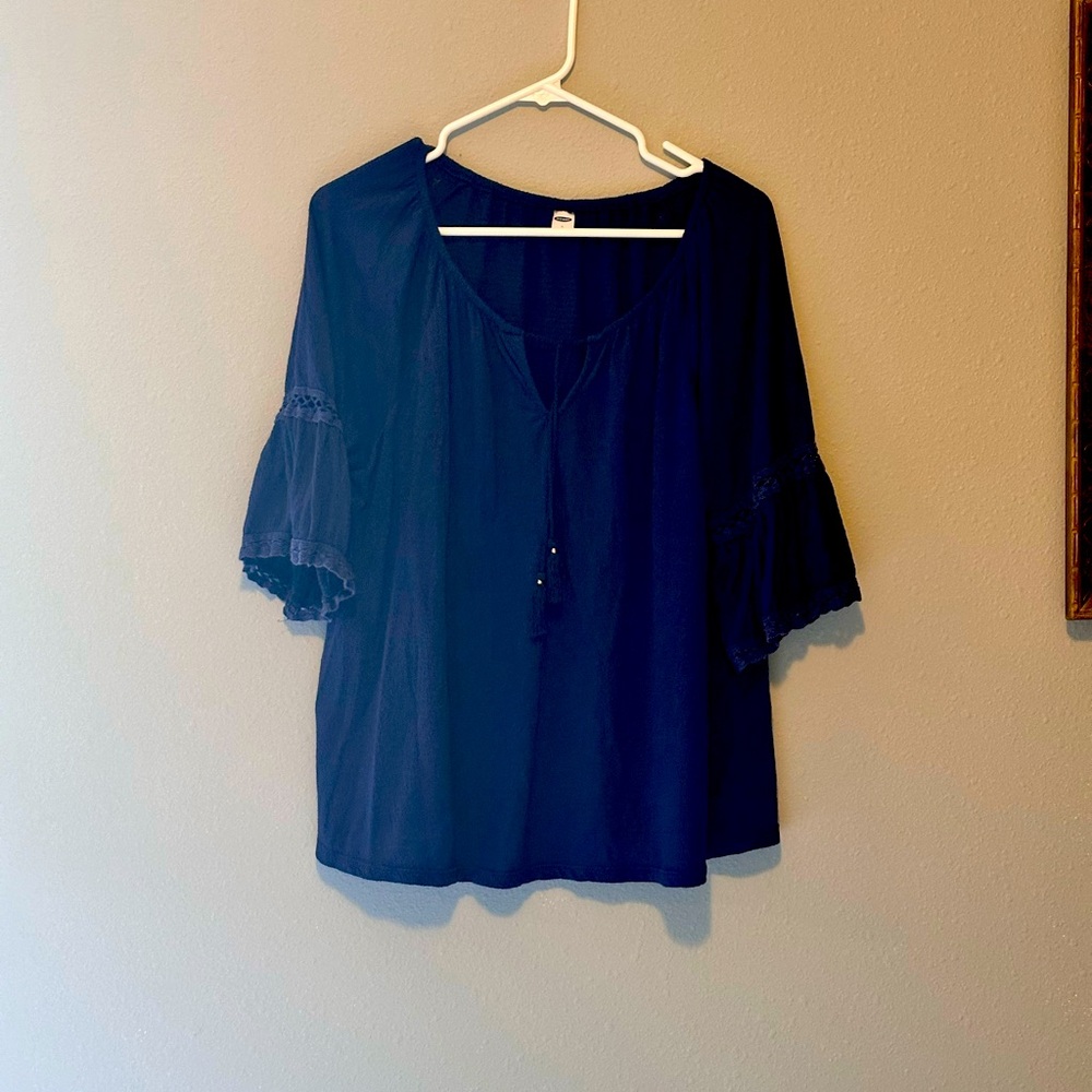 Blue flowing shirt
